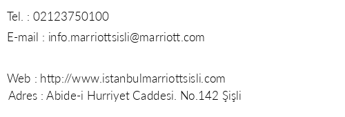 stanbul Marriott Hotel ili telefon numaralar, faks, e-mail, posta adresi ve iletiim bilgileri